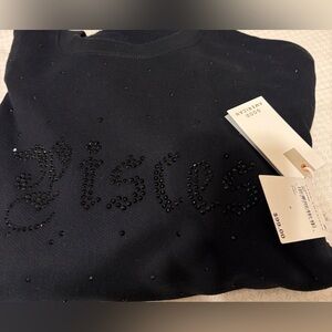 Good American Black Embellished crew neck sweatshirt